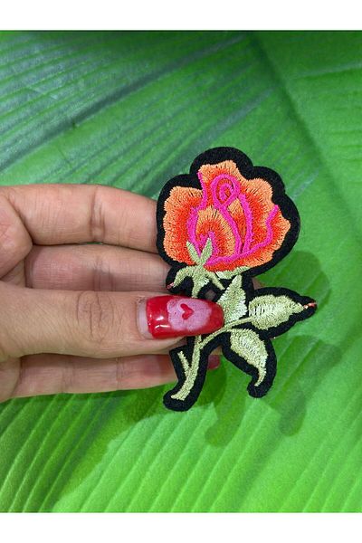 Gönülden Tasarım Iron-On Embroidery Process Flower Coat Sewing Applique 8X5 cm
