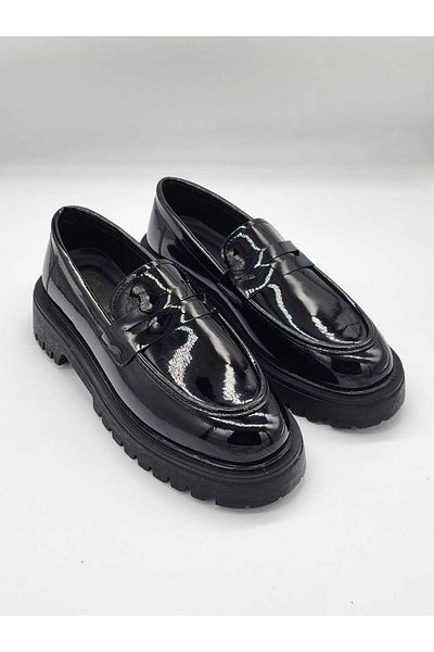 Zegeshoes Дамски мокасини с черни мокасини с дълги подметки и вериги