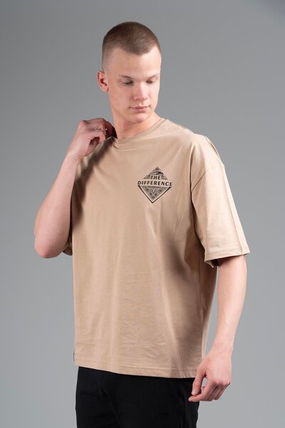 MARATON Oversized Men's Crew Neck Light Mink T-Shirt