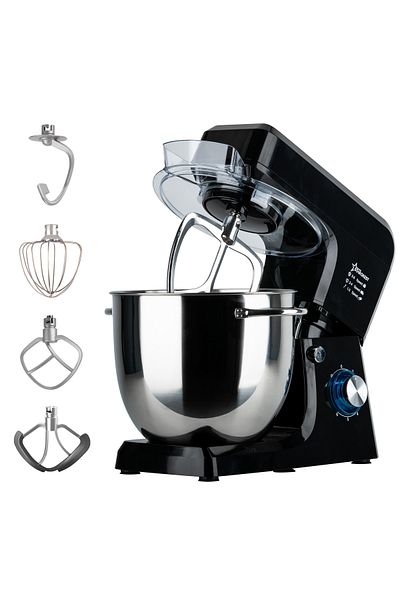 STARCREST Robot de bucatarie profesional STARCREST SKM-2002BK, 2000 W, Bol 10 L Inox, 5 Accesorii, 6 Viteze