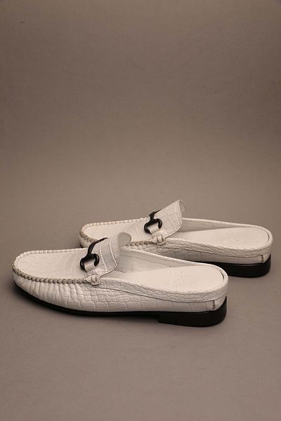 Gondol Men's Genuine Leather Classic Slippers White Croco 42 Ttx.308