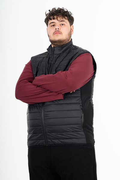 MARATON Plus Size Men's Stand Collar Sleeveless Black Vest 21876