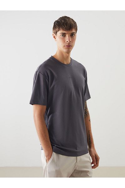 LC Waikiki Gray Crew Neck Printed Men's Pajama Top