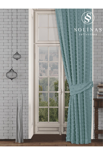 Solinas Collection Paris Mint Yeşili Ekstraforlu Pilesiz Düz Dikişli Fon Perde - Tek Kanat