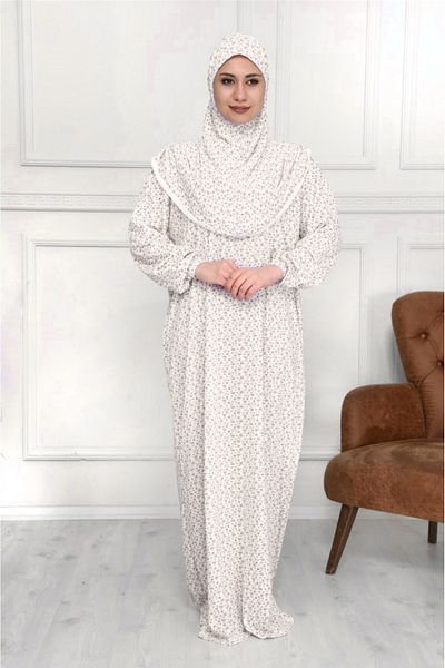 REİSA 100% Cotton Headscarf One-Piece Prayer Dress