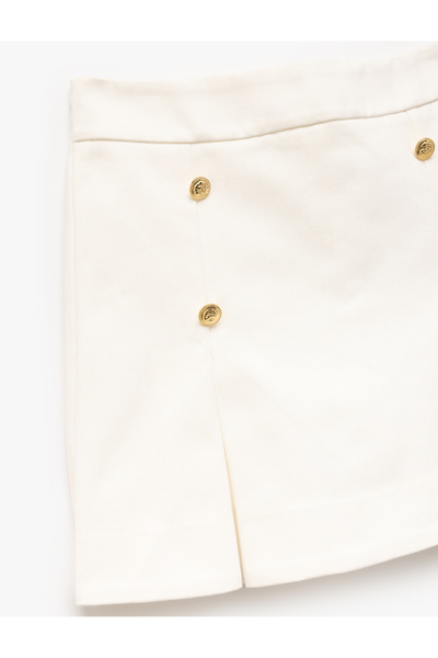 Koton Gabardin Pamuklu Düğme Detaylı Yırtmaçlı Mini Şort Etek