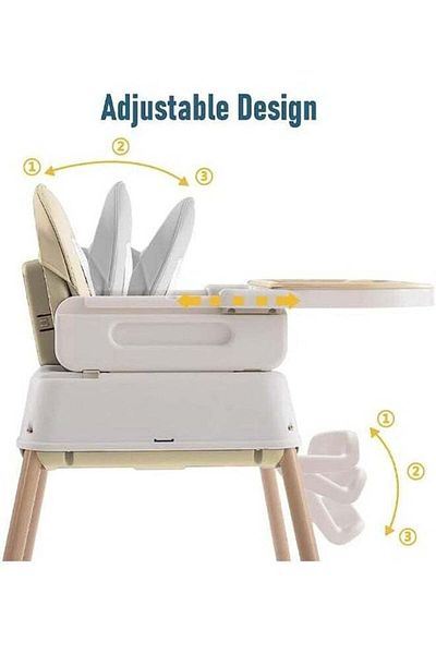 Cady One 7-In-1 Adjustable And Foldable, 5-Point Safety Belt Baby Dining Chair