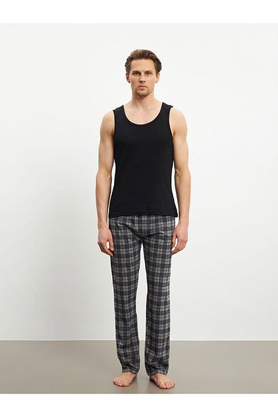 LC Waikiki Gray Standard Plaid Men's Pajama Bottom
