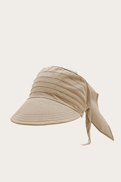 Külah Women's Safari Tie-Up Scarf with Brim Bandana Beach Hat - Ecru