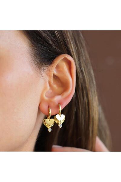 Necati Gün Kalp Göçmen Modeli Gold Gümüş Küpe