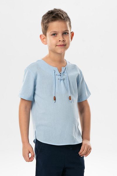 Eliş Şile Bezi Tricou cu mânecă scurtă din pânză Sile cu împânzire Vară băiat Ice Blue 3027
