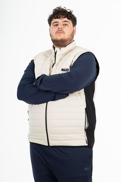 MARATON Plus Size Men's Stand Collar Sleeveless Stone Color Vest 21876