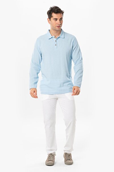 Eliş Şile Bezi Μακρυμάνικο Ανδρικό καλοκαιρινό μπλουζάκι Foça Violet Ice Blue Bmv