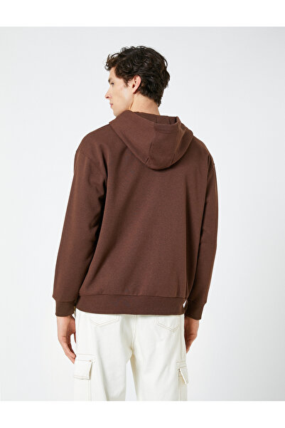 Koton Φούτερ με φερμουάρ με κουκούλα, τσέπη με λεπτομέρεια, κορδέλα με στάμπα με ετικέτα