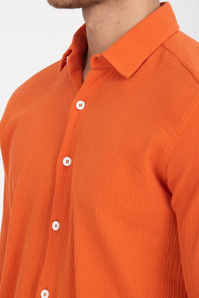 Klothy Men's Cotton Washed Regular Fit Shirt 2593