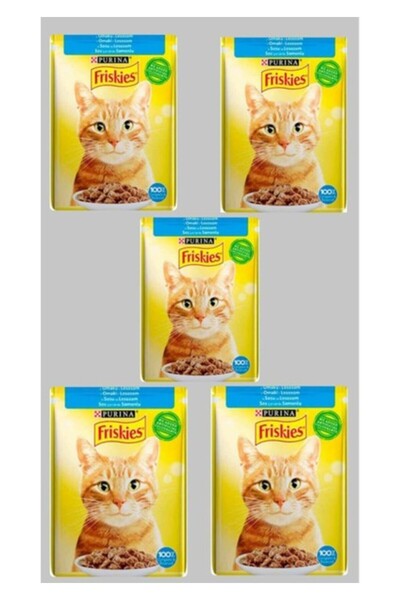 Purina One Purina Friskies Somonlu Pouch Yetişkin Kedi Yaş Maması 85 G 5'li P...