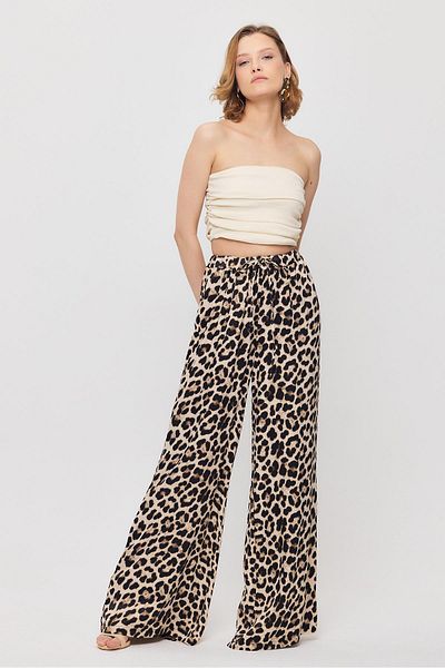 Rays 9410 Beja Satin Palazzo/Draped Leopard Motif Trousers