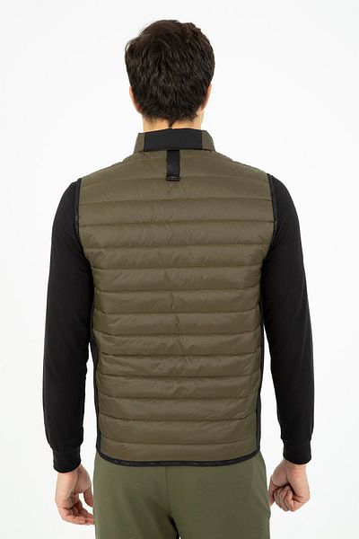 MARATON Regular Men's Stand Collar Sleeveless Khaki Vest 21517