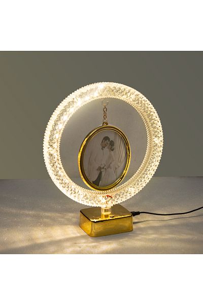 Nobbystar Crystal Round Circle Photo Frame with Led Lights