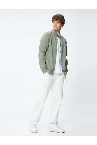 Koton Zippered Sweatshirt with Pocket Detail, Round Collar, Snap Buttons and Ribbon