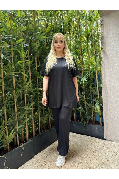 MODA Women's Large Size Casual Cut so Slitted Flexible Twist Fabric Suit