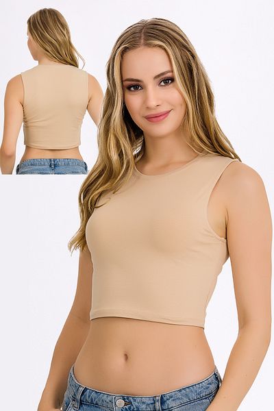BEYAZTOPTAN Quality Lycra Zero Sleeve Crop