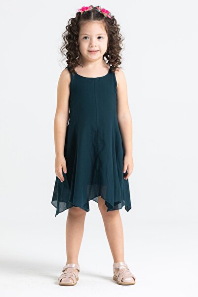 Eliş Şile Bezi Лятна рокля без презрамки за деца - Emel Voile, петролно синьо