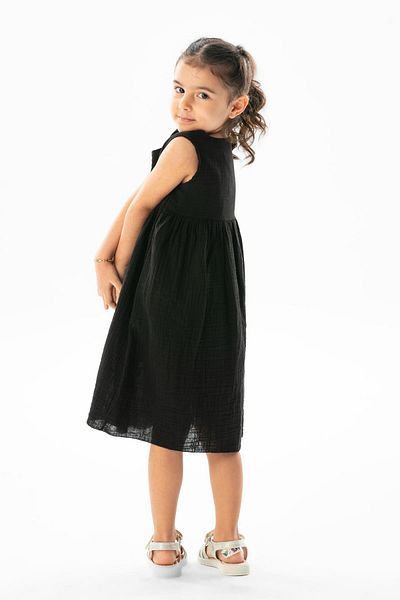 Eliş Şile Bezi Αμάνικο Wise Summer Muslin Παιδικό Φόρεμα Μαύρο Syh