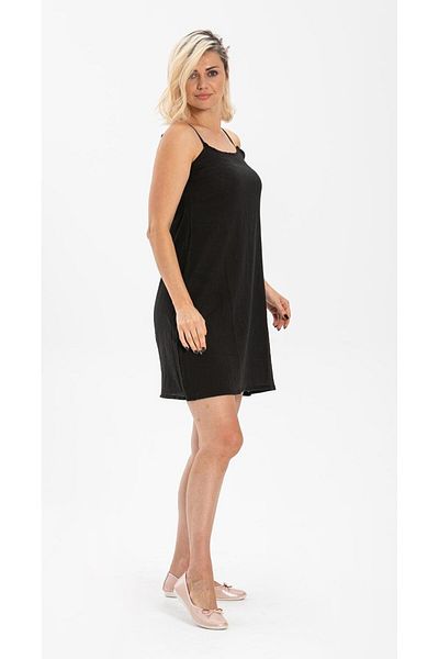 Eliş Şile Bezi Rochie jupon din bumbac cu curea de frânghie reglabilă și pânză Șile - Set de 2 negru-crem Syh/Kr