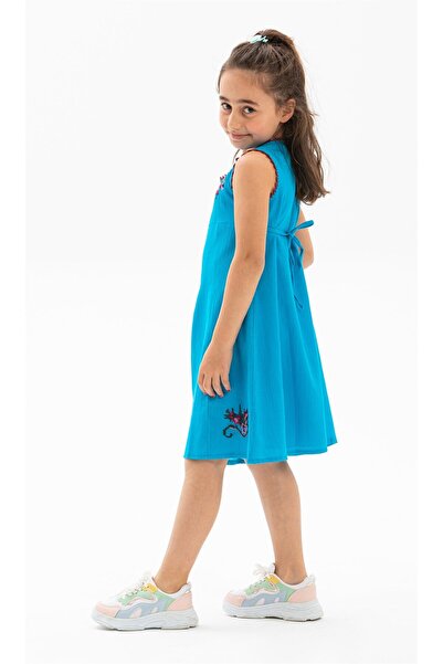 Eliş Şile Bezi Burçak Şile Cloth Girl's Summer Dress Turquoise Trkz