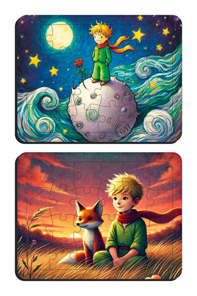 UltrArt Küçük Prens Eğitici & Öğretici Montessori Ahşap Puzzle Yapboz 2 Adet ...