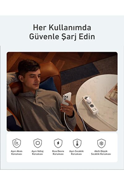 Anker Zolo 30W Gelişmiş GaN II Teknolojisi USB-C Şarj Cihazı - Beyaz - A2698