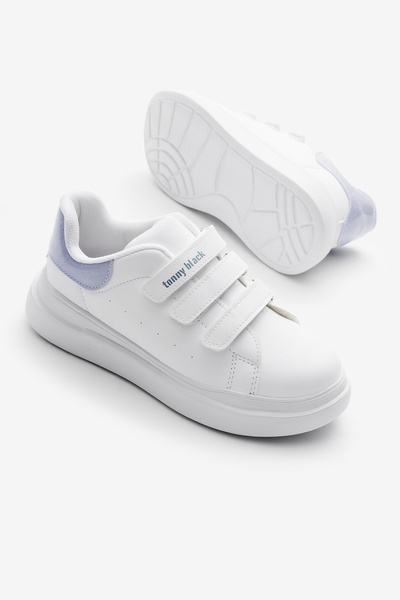 Tonny Black Children's Unisex White Blue Eva Faylon Sole Three Velcro Sneakers