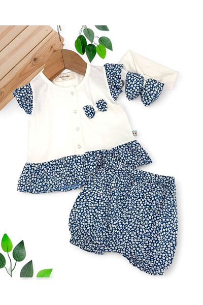 voyyo kids baby Baby Girl Summer Bandana 3-Piece Stylish Shorts Set