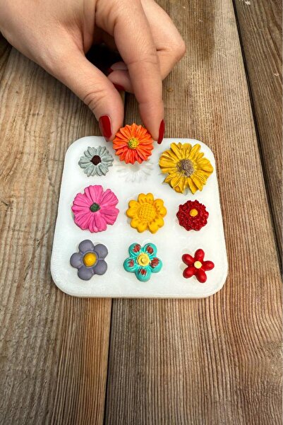 rufus concept Çiçek Süsleme Set 3 Dokuzlu Silikon Mum Kalıbı