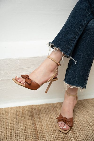 LAMİNTA Γυναικεία παπούτσια με τακούνι Cholly Brown Bowknot Straw