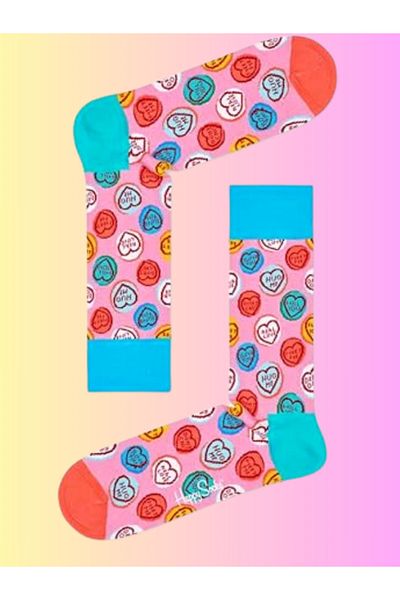 Shuttle Park Εισαγόμενες ειδικές σειρές Pink Happy Love Πολύχρωμες κάλτσες με μοτίβο διασκεδαστικό άνετο σχέδιο κάλτσες με πρίζα