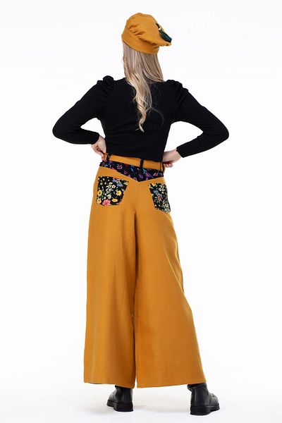 Eliş Şile Bezi Tulip Flannel Φθινοπωρινό και Χειμερινό Παντελόνι Mustard Hrd
