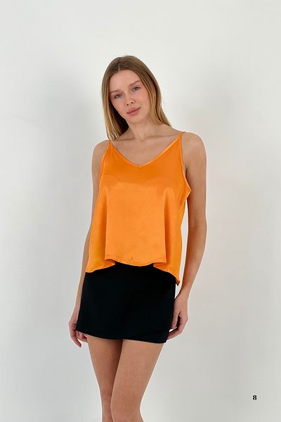 Miss Poem Women's Thin Strap Summer Backless Orange Blouse