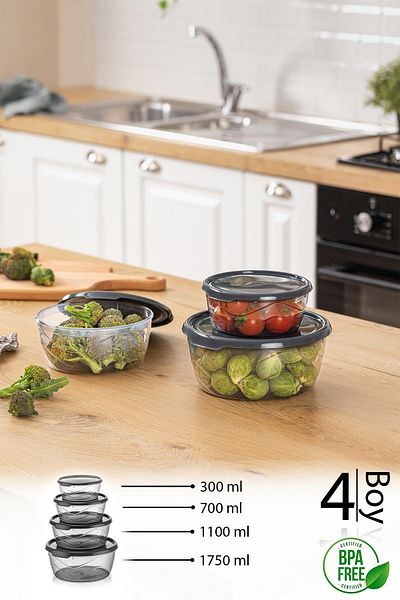 HOMENIVA Set of 4 Round Storage Containers