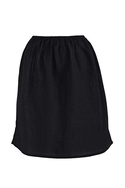 Eliş Şile Bezi Κάτω φούστα Sile Πανί Μίνι βαμβακερή κοντή φούστα με επένδυση μέχρι το γόνατο Γυναικείο φούστα μαύρο Syh