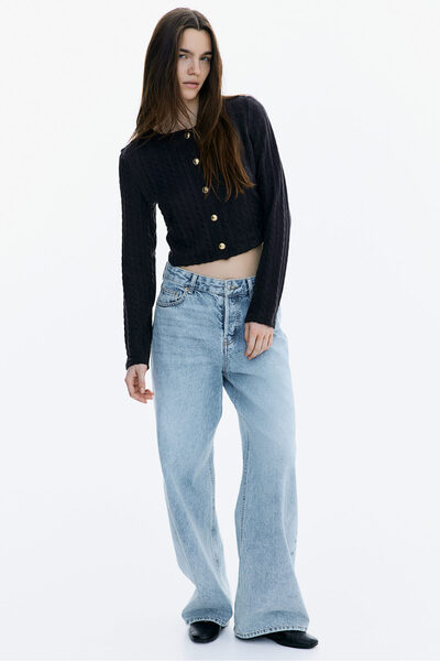 H&M Saç Örgüsü Görünümlü Hırka