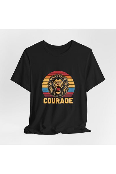 IVART Unisex βαμβακερό μπλουζάκι ποδηλάτου - με στάμπα Lion courage