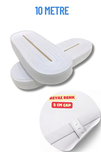 Kardelux Beyaz 2 Cm Eninde 10 Metre Geniş  Bel Paça Lastiği Lateks - Bel Paça...
