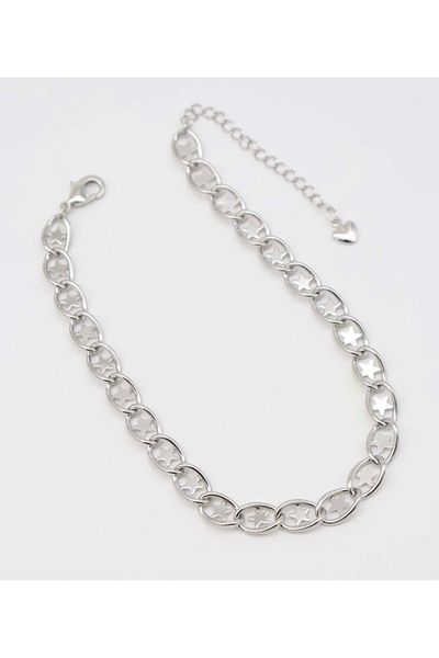 MODA Silver Color Anklet with Star Detail - Elegant Ankle Bracelet