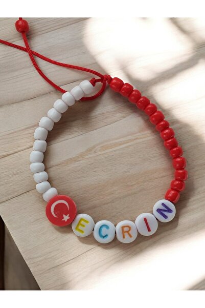 Amabel Jewelerys İsim Yazılı Türk Bayraklı Karne Hediyesi Kum Boncuk Çocuk Bi...