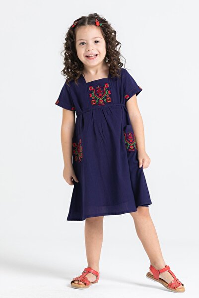 Eliş Şile Bezi Angel Şile Πανί Παιδικό Καλοκαιρινό Φόρεμα Navy Blue Lcvt