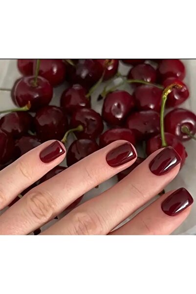 Butik Bordo Kısa Kare Press 24'lü Takma Tırnak Seti