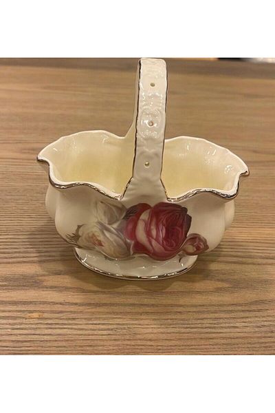 ROY KING Gold Oval Pattern Porcelain Handle, Sugar Bowl Cream and 14 X 9 cm Dimensions