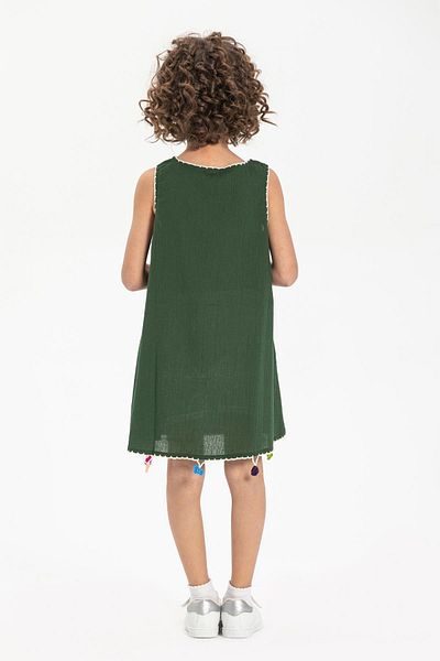 Eliş Şile Bezi Παιδικό καλοκαιρινό φόρεμα Mine Şile Diaper Green Ysl